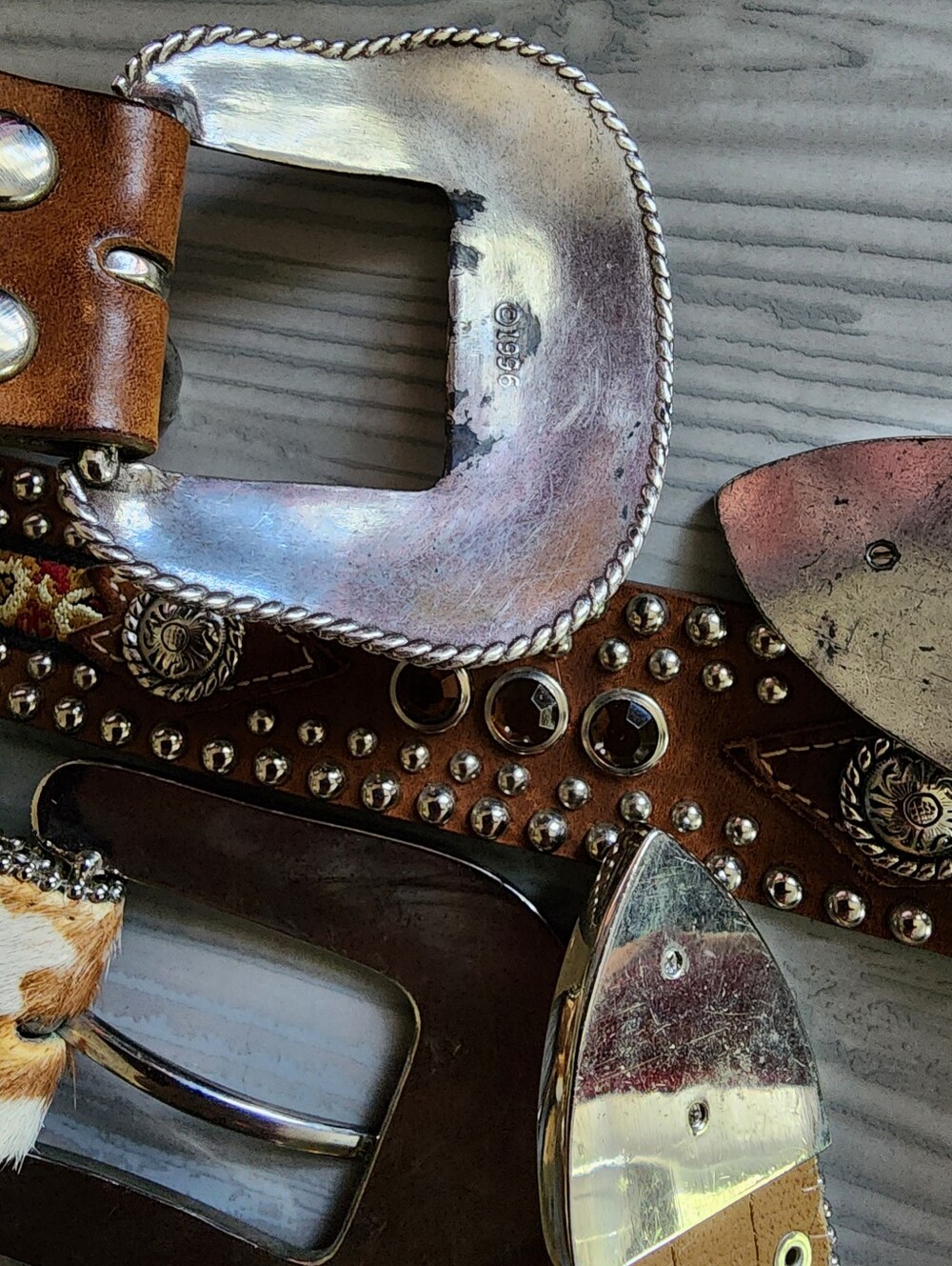 Vintage WB Atlas Bling Western Belt Bundle Y2k Country Leather Rhinestone - Picture 5 of 15